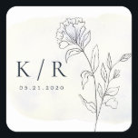Charmante Botanics Elegante bruiloft Sticker<br><div class="desc">Het collectie van de natuur is voorzien van stencil bladeren en bloemen die op prachtige wijze worden gecombineerd met de achtergrond van de waterverf in blauwe en grijze of bergachtige illustraties. U kunt het collectie mengen en aanpassen aan uw behoeften. Het is minimalistisch en modern in lay-out ideaal voor de...</div>