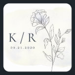 Charmante Botanics Elegante bruiloft Sticker<br><div class="desc">Het collectie van de natuur is voorzien van stencil bladeren en bloemen die op prachtige wijze worden gecombineerd met de achtergrond van de waterverf in blauwe en grijze of bergachtige illustraties. U kunt het collectie mengen en aanpassen aan uw behoeften. Het is minimalistisch en modern in lay-out ideaal voor de...</div>