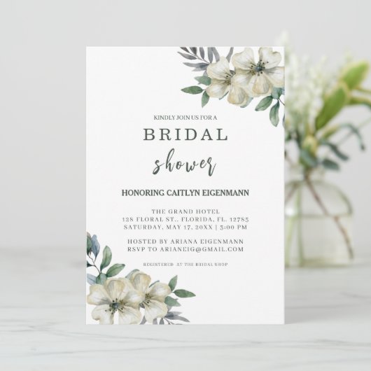 Charmante botanische bruids douche uitnodiging (Staand voorkant)