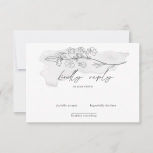 Charmante botanische elegante script RSVP-kaart RSVP Kaartje