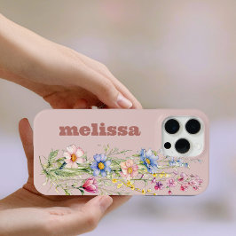 Charmante Botanische Neutrale Bruine Wildbloemen iPhone 15 Pro Max Hoesje