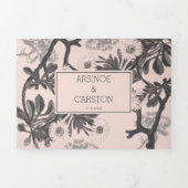 Charmante botanische trouwkaart drieluik uitnodiging (Cover)