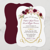 Charmante Bourgondische Marsala Floral Fall Weddin Kaart (Voorkant / Achterkant)