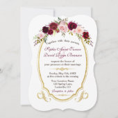 Charmante Bourgondische Marsala Floral Fall Weddin Kaart (Voorkant)