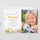 Charmante Bouw Foto Verjaardag Uitnodiging (Voorkant)