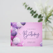 Charmante Briefkaart-Size Verjaardag Uitnodiging K (Staand voorkant)