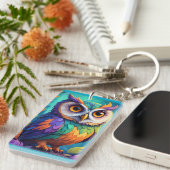 Charmante Bright Uil Whimsy Key Ring Sleutelhanger (Voorkant Rechts)