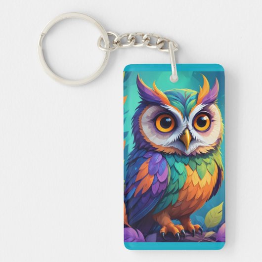 Charmante Bright Uil Whimsy Key Ring Sleutelhanger (Voorkant)