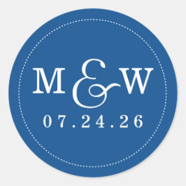 Charmante bruiloft Monogram Sticker - Kobalt