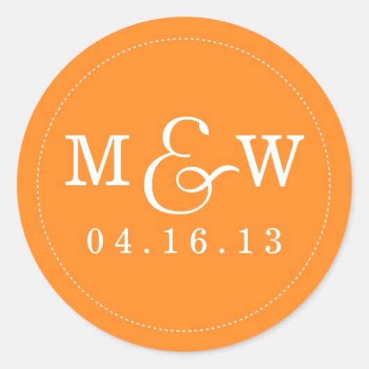 Charmante bruiloft Monogram Sticker - Sinaasappel (Voorkant)