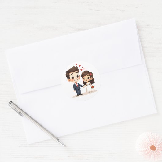 Charmante bruiloft paar Stickers (Envelop)