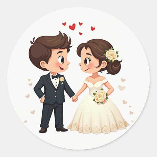 Charmante bruiloft paar Stickers (Voorkant)