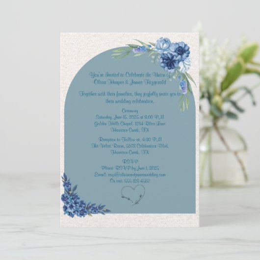 Charmante bruiloft uitnodiging (Staand voorkant)