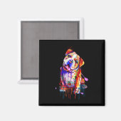 Charmante Bulldog Rainbow Colours Art Splash Art Magneet (Voorkant / Achterkant)