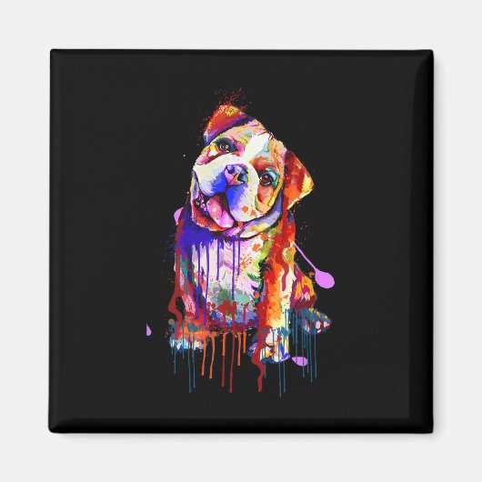Charmante Bulldog Rainbow Colours Art Splash Art Magneet (Voorkant)