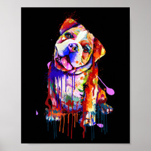 Charmante Bulldog Rainbow Colours Art Splash Art Poster