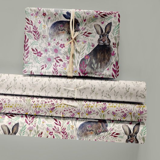 Charmante Bunnies Meadow Flowers Decoupage Inpakpapier Vel