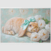 Charmante Bunny met Mint Bow & Peonies Decoupage Tissuepapier (Voorkant)