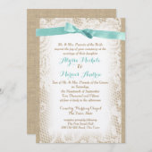 Charmante Burlap Bogen en Kant Kaart (Voorkant / Achterkant)