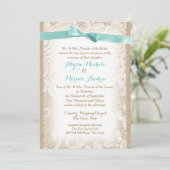 Charmante Burlap Bogen en Kant Kaart (Staand voorkant)