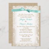 Charmante Burlap Bogen en Kant Kaart (Voorkant / Achterkant)