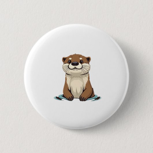 Charmante Cartoon Otter Ronde Button 5,7 Cm (Voorkant)