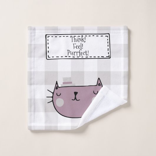 Charmante Cat Lover's Purfect Buffalo plaid Bad Handdoek (Wasdoekje)