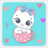 Charmante Cat Sticker: Perfect voor kattenliefhebb Vierkante Sticker (Voorkant)
