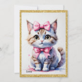 Charmante Cat verjaardagsuitnodigingen Kaart (Voorkant)