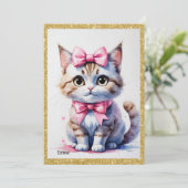 Charmante Cat verjaardagsuitnodigingen Kaart (Staand voorkant)