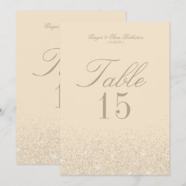 Charmante champagnetafelkaartjes met glitters kaart