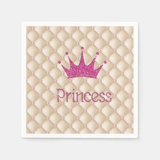 Charmante Chic Parels, Tiara, Prinses, Glitterig Servetten (Voorkant)