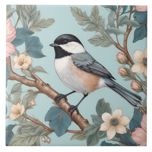 Charmante Chickadee Bird Tegeltje (Voorkant)