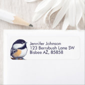 Charmante Chickadee Schattig Zwart Wit Bird Sweet Etiket (Insitu)