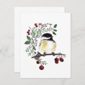 Charmante Chickadee Waterverf Note Kaart (Voorkant / Achterkant)