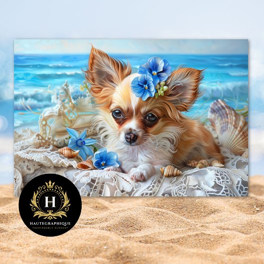 Charmante Chihuahua Beach Seashell Decoupage Tissuepapier