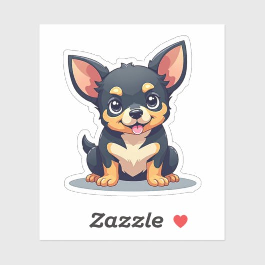 Charmante Chihuahua, speelse isometrische pup, kle Sticker (Vel)