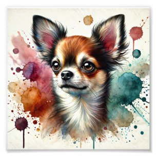 Charmante Chihuahua Waterverf Kunst Foto Afdruk