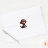 Charmante Chimp Whimsy - Schattige Cartoon Primaat Ronde Sticker (Envelop)