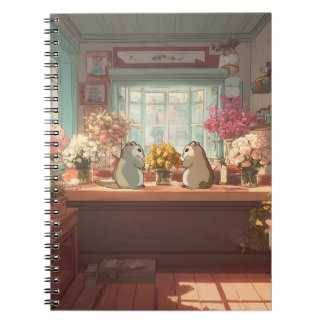 Charmante Chipmunks in Cozy Flower Shop Art Notitieboek