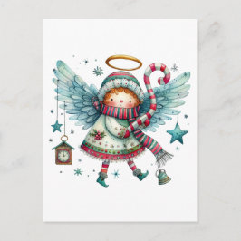 Charmante Christmas Angel Moderne volkskunst stijl Briefkaart