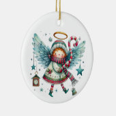 Charmante Christmas Angel Moderne volkskunst stijl Keramisch Ornament (Rechts)