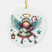 Charmante Christmas Angel Moderne volkskunst stijl Keramisch Ornament (Voorkant)
