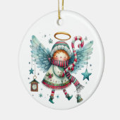 Charmante Christmas Angel Moderne volkskunst stijl Keramisch Ornament (Links)