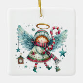 Charmante Christmas Angel Moderne volkskunst stijl Keramisch Ornament (Voorkant)
