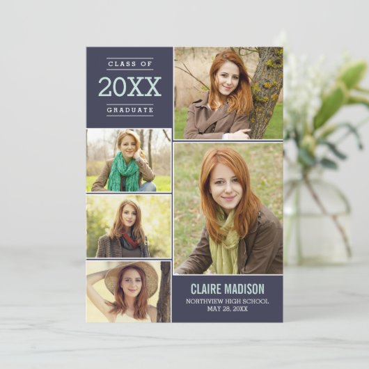 Charmante Collage EDITABLE KLEUR Afstuderen Kaart (Staand voorkant)