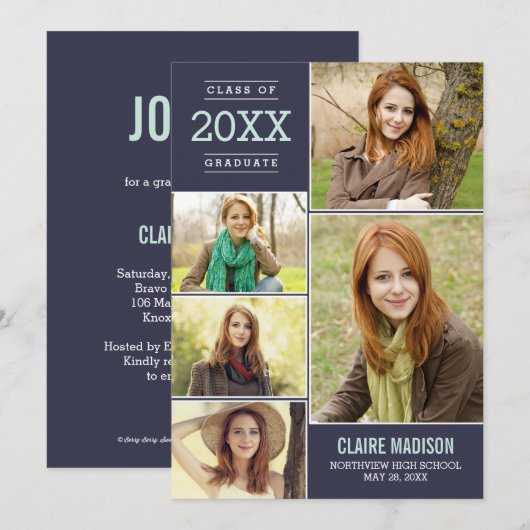 Charmante Collage EDITABLE KLEUR Afstuderen Kaart (Voorkant / Achterkant)