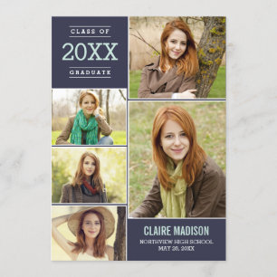 Charmante Collage EDITABLE KLEUR Afstuderen Kaart