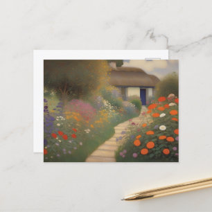 Charmante Cottage Landscape Olieverfschilderij Briefkaart
