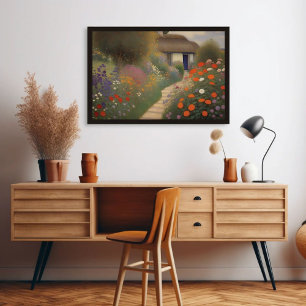 Charmante  Cottage Landscape Olieverfschilderij Poster